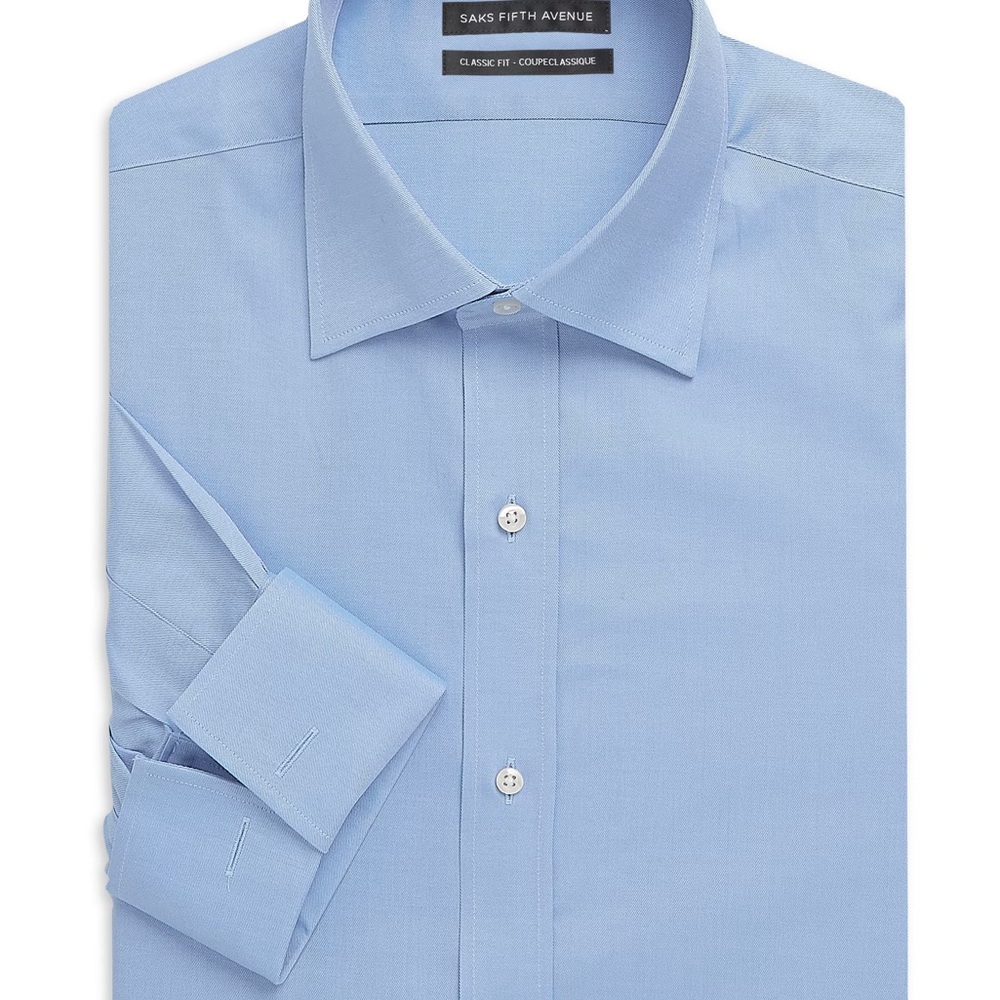 ♥️New Saks Fifth Avenue Blue French Cuff Shirt 17.5